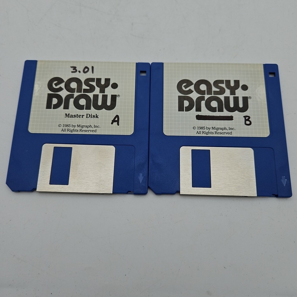 Easy Draw 3.01 Disk A + B‎ Computer Software Vintage VTG